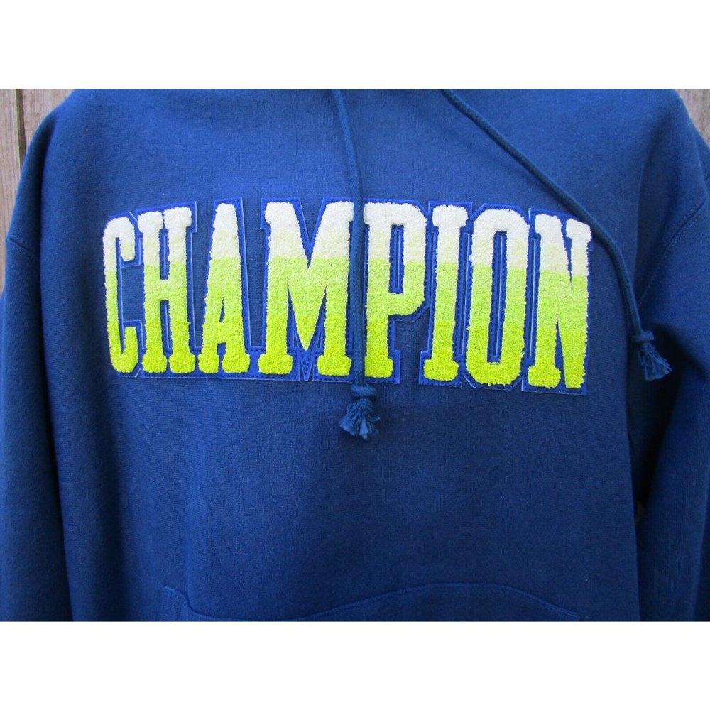 Champion Men's Reverse Weave Hoodie Logo Size L Blue Heavyweight NEW Unisex - Picture 2 of 7